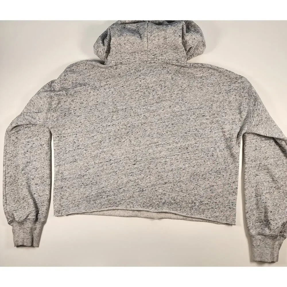 Abercrombie & Fitch Cropped Hoodie Gray Marled Pullover‎ Small Y2K